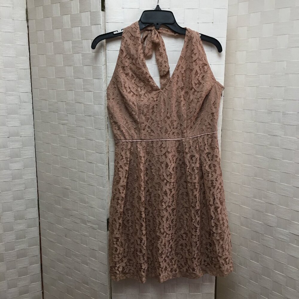 nine & co halter neck mauve lace dress size 8
